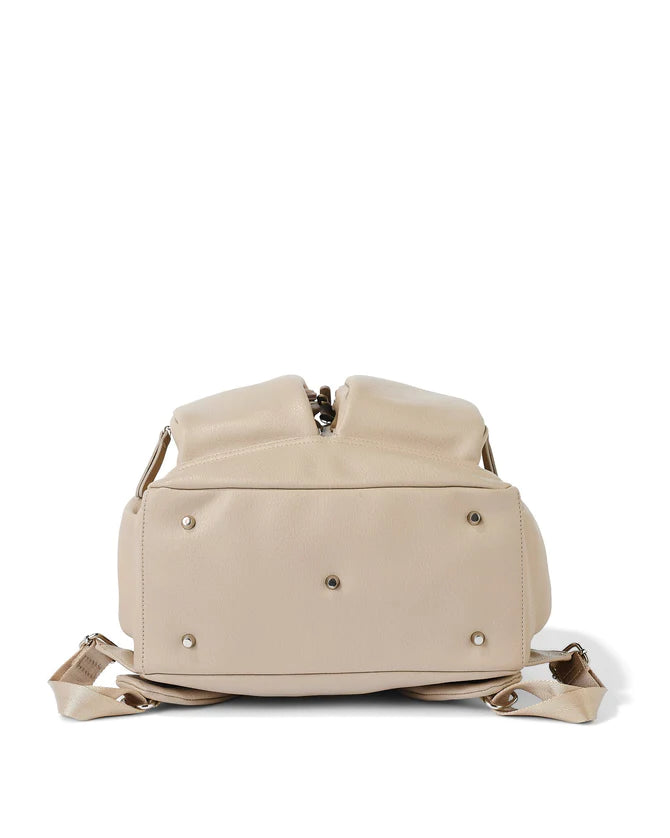 Dimple Faux Leather Nappy Backpack - Oat