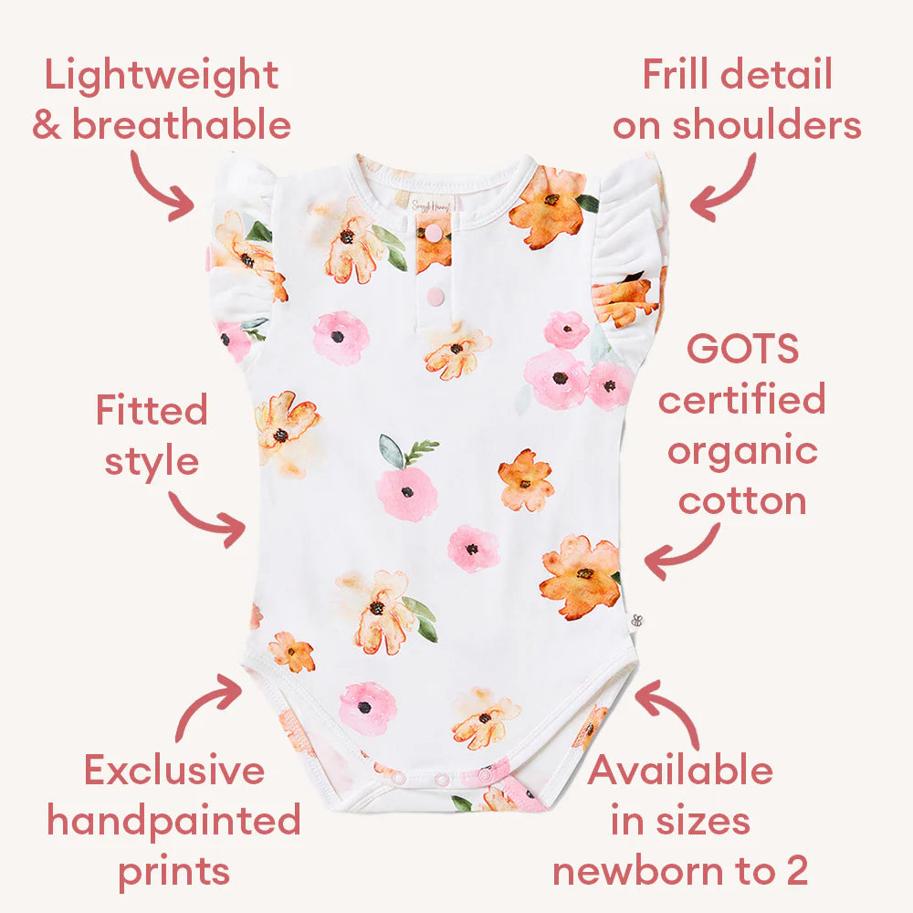 Poppy Short Sleeve Organic Bodysuit with Frill