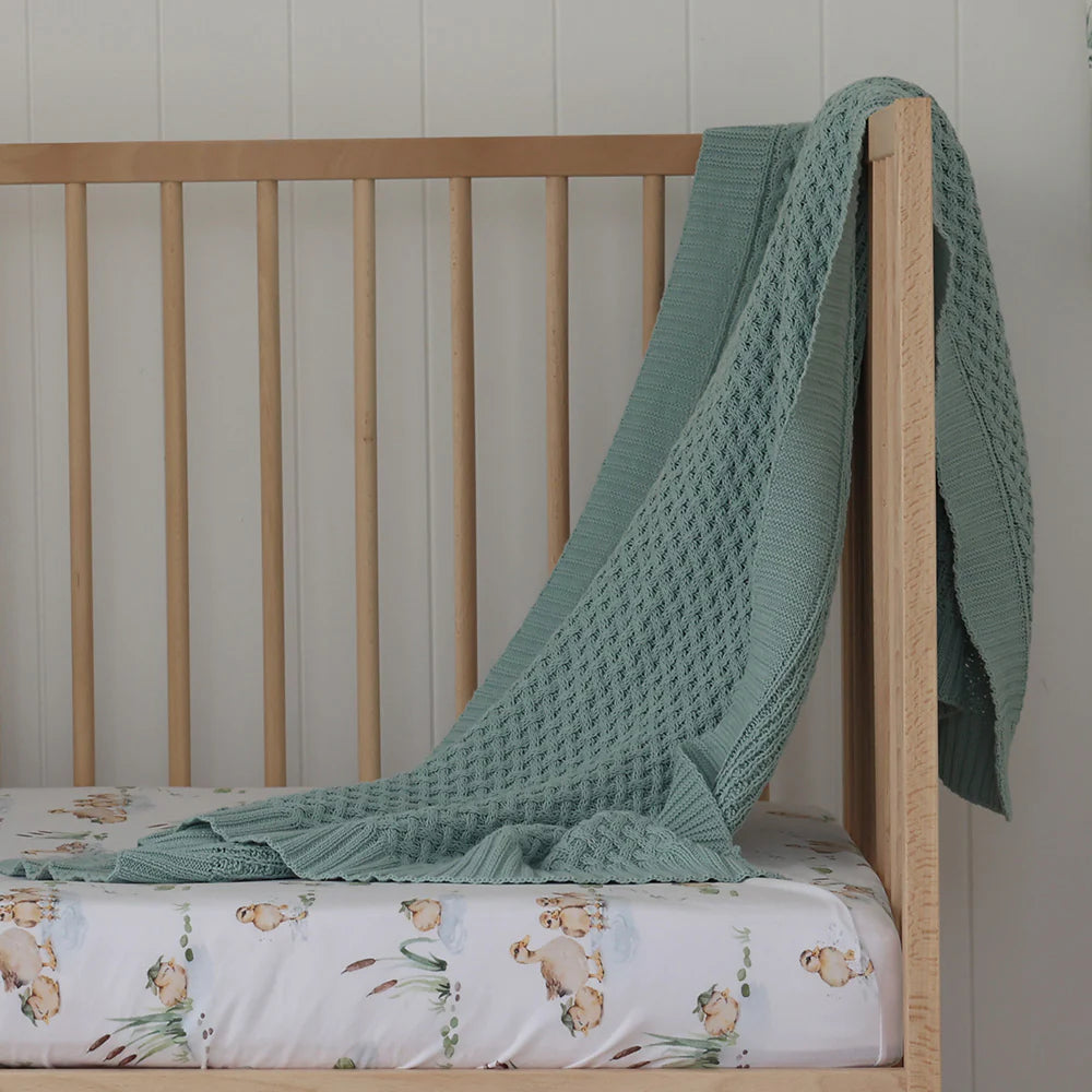 Sage - Diamond Cot Blanket