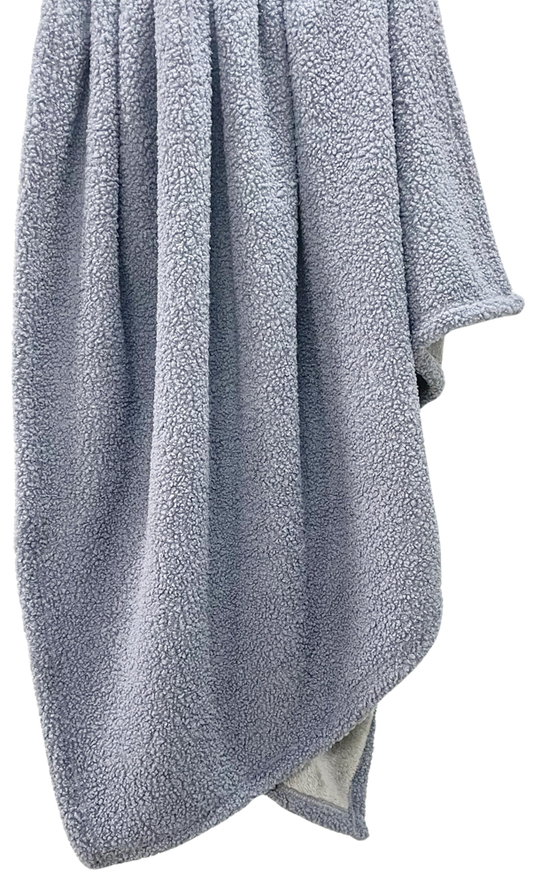 Teddy Boucle Throw Blanket Dark Blue