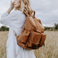 OiOi Faux Leather Nappy Backpack in Tan