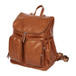 Faux Leather Nappy Backpack in Tan Front
