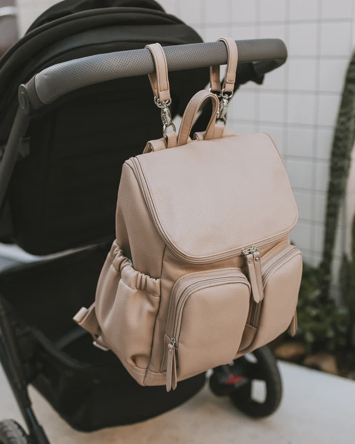 Dimple Faux Leather Nappy Backpack - Oat