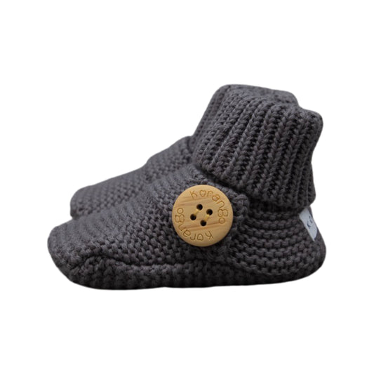 Knitted Button Bootie Charcoal