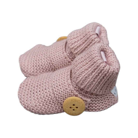 Knitted Button Bootie Dusty Pink