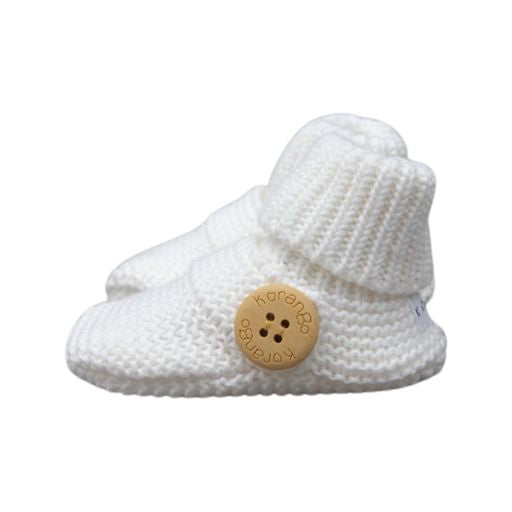 Knitted Button Bootie White