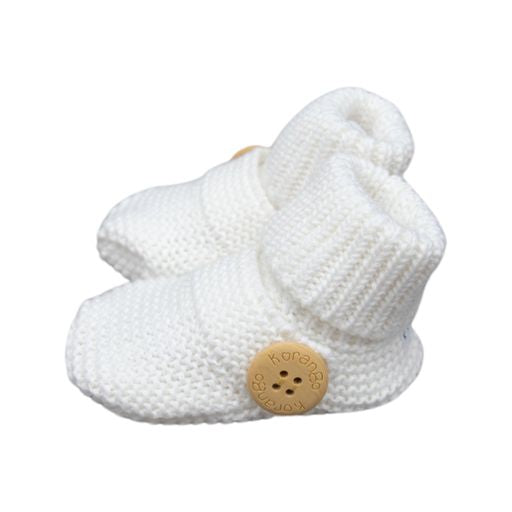 Knitted Button Bootie White