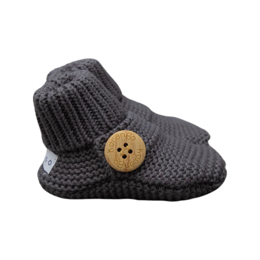Knitted Button Bootie Charcoal