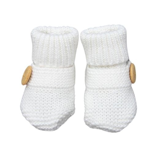 Knitted Button Bootie White