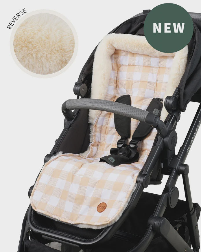 Cozy Fleece Pram Liner - Beige Gingham